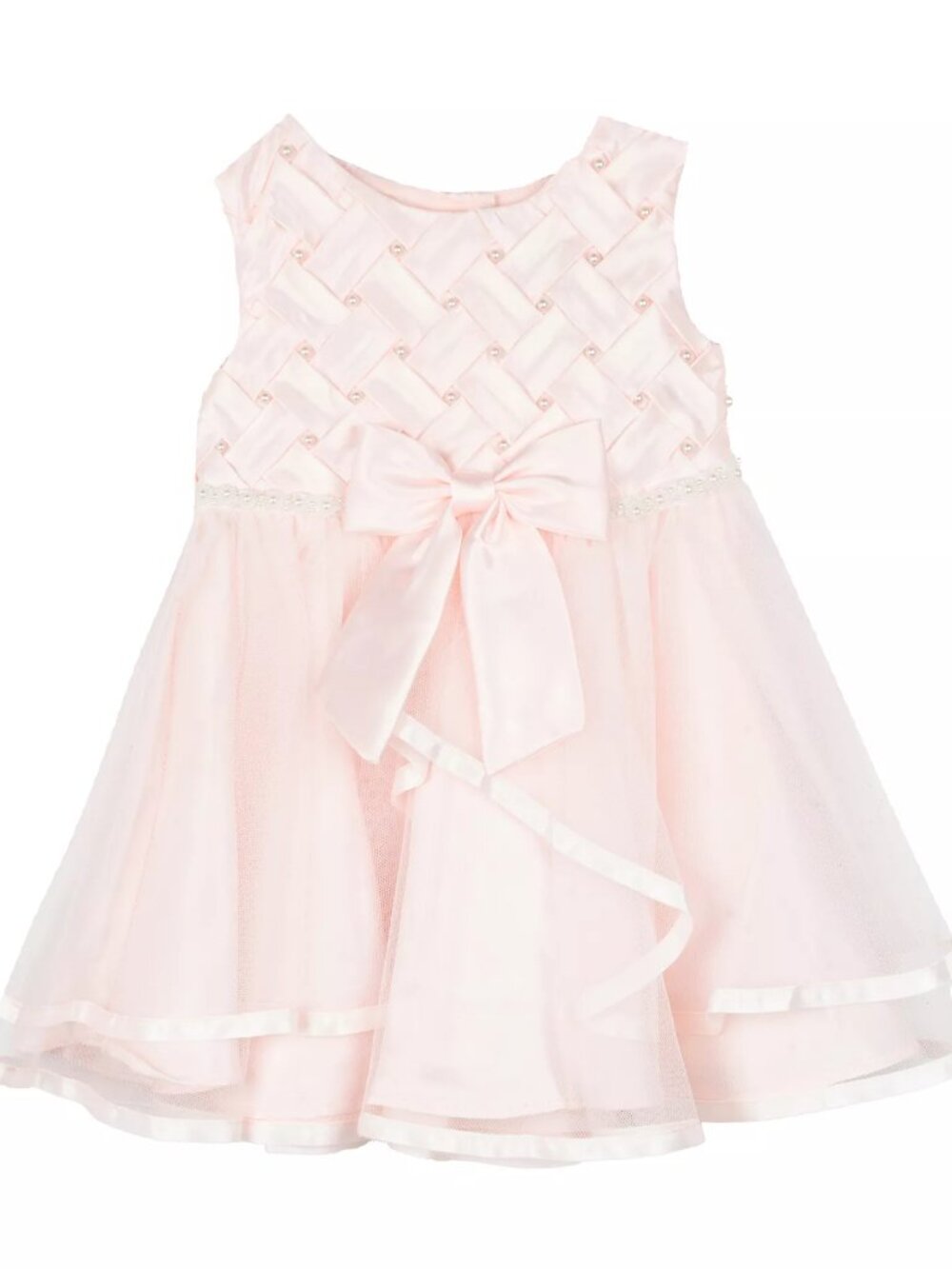 Rare Editions Basket Weave Social Dress with Two Tiered Ribbon Skirt 12 Months